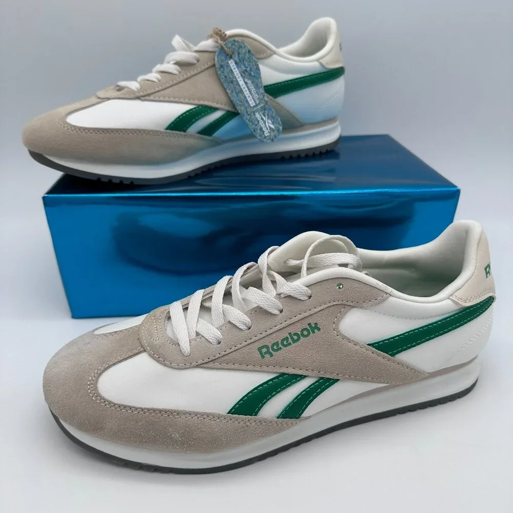 Reebok Men's Fiori Casual Retro White Ortholite Sneaker, Size 10.5,‎ Green/White